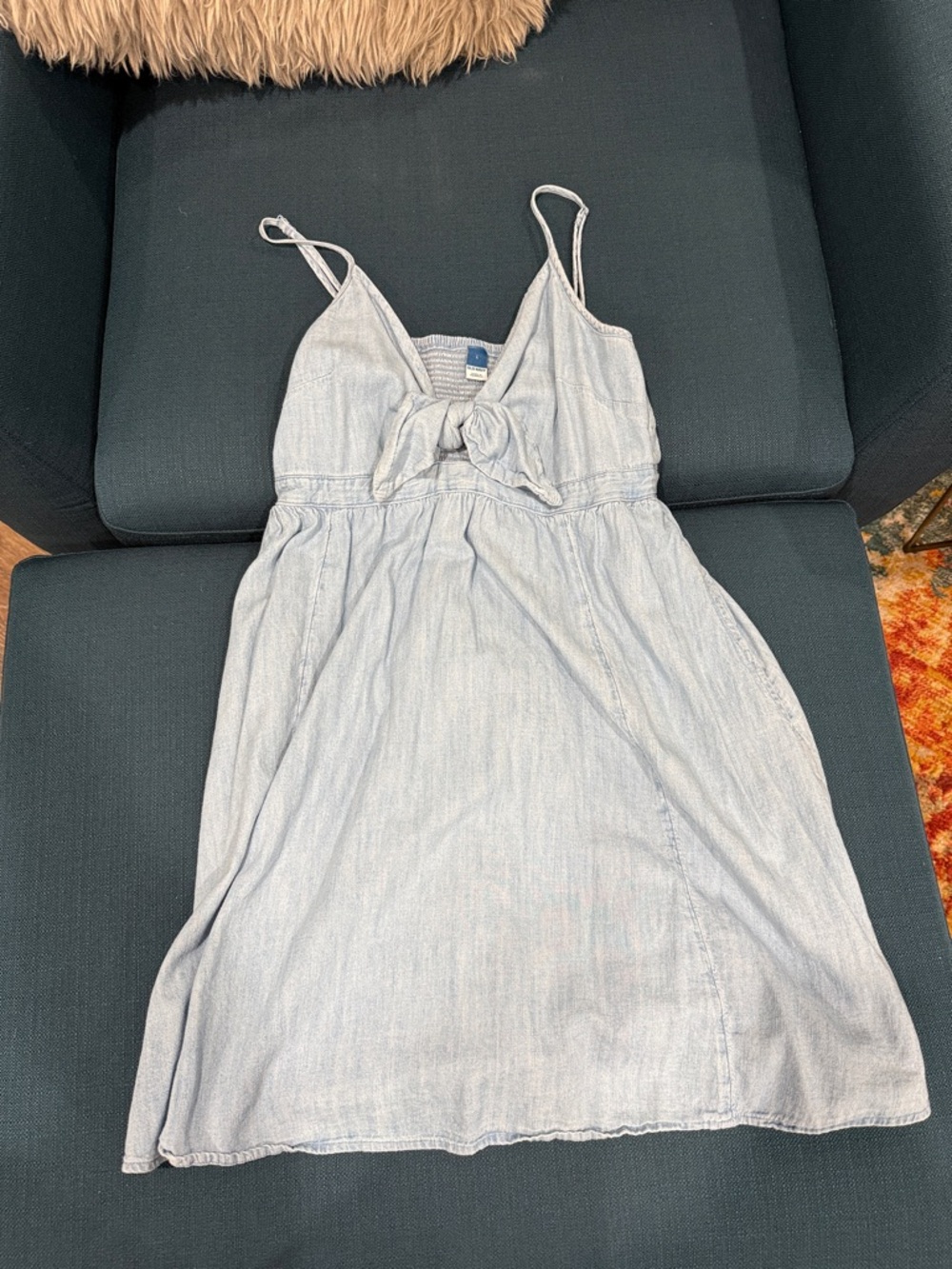 Old Navy Light Blue Tie-Front Chambray Dress